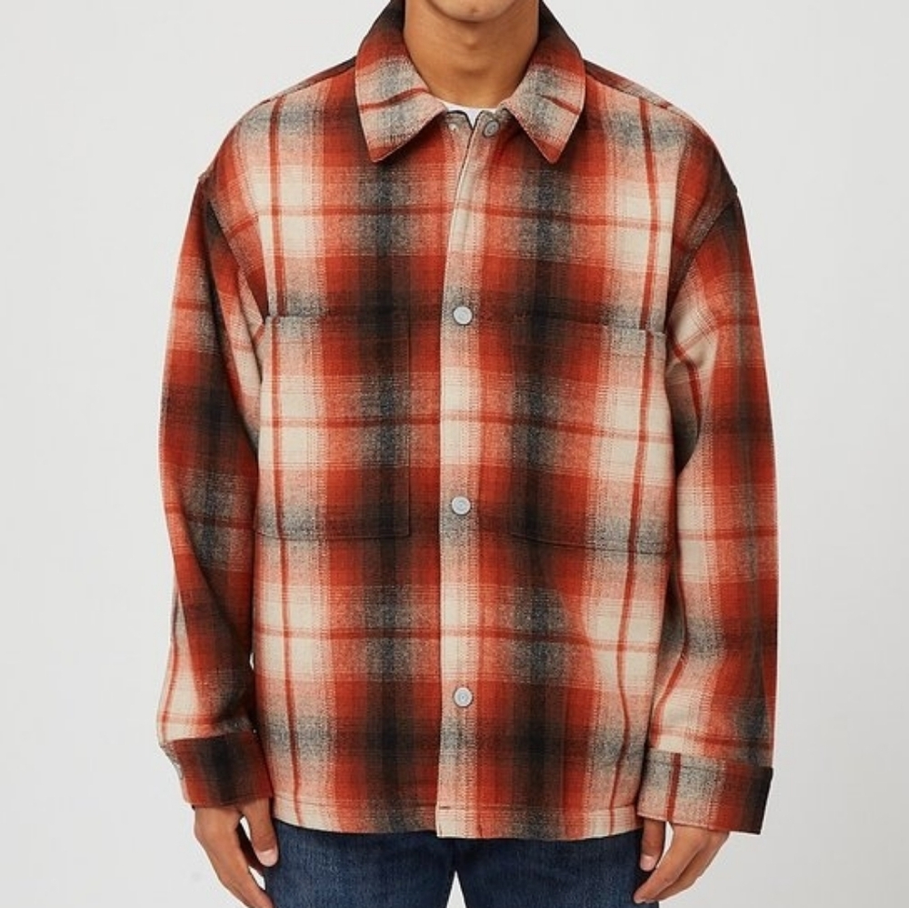Men's Levi's Portola Wool Plaid Flannel Chore Work Jacket L Picante
